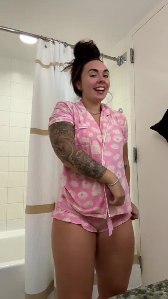 Abby Berner in bathroom